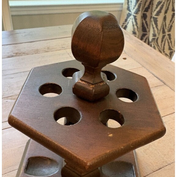 Vintage Wooden Pipe Rack Holder for 6 Used - Picture 7 of 16